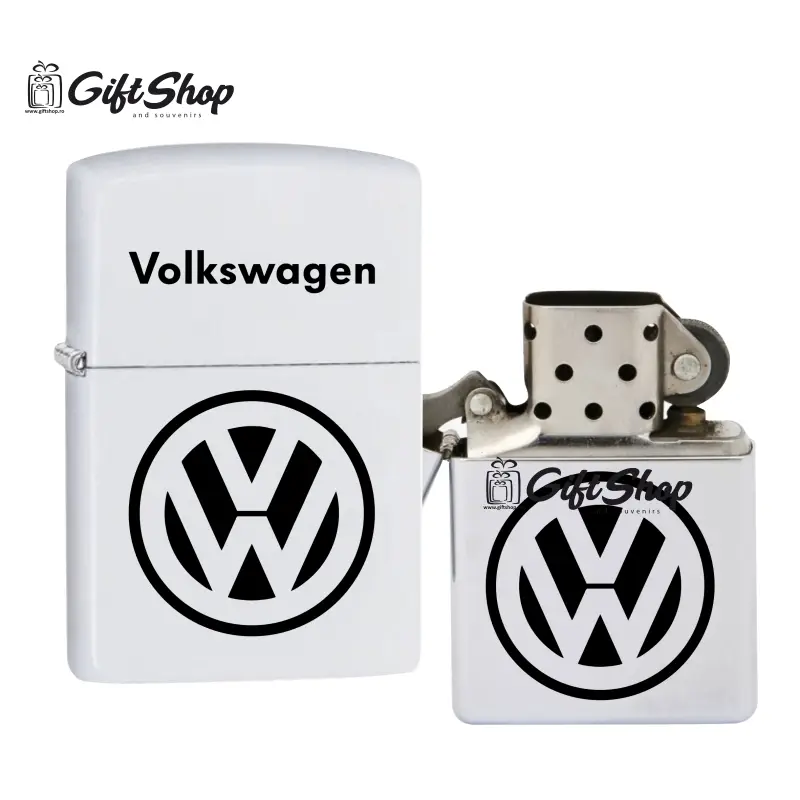 Volkswagen, bricheta metalica gravata laser cu mesaj, model 1v